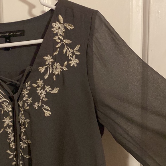 White House Black Market: Graphite in color with silver floral appliqué. - Picture 4 of 6